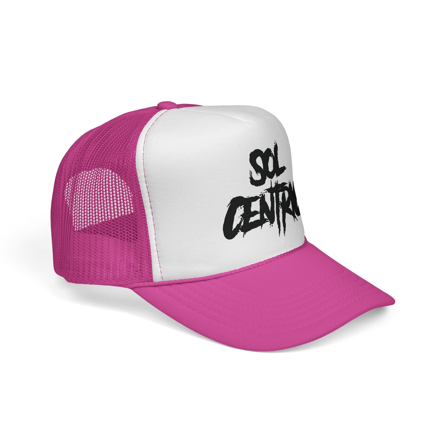 Sol Centric Trucker Hat — Bold Brush Script Mesh Cap