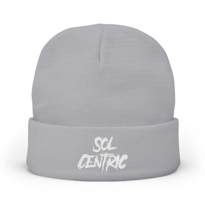 SOL CENTRIC Embroidered Knit Beanie — Cozy Winter Hat with Script Logo