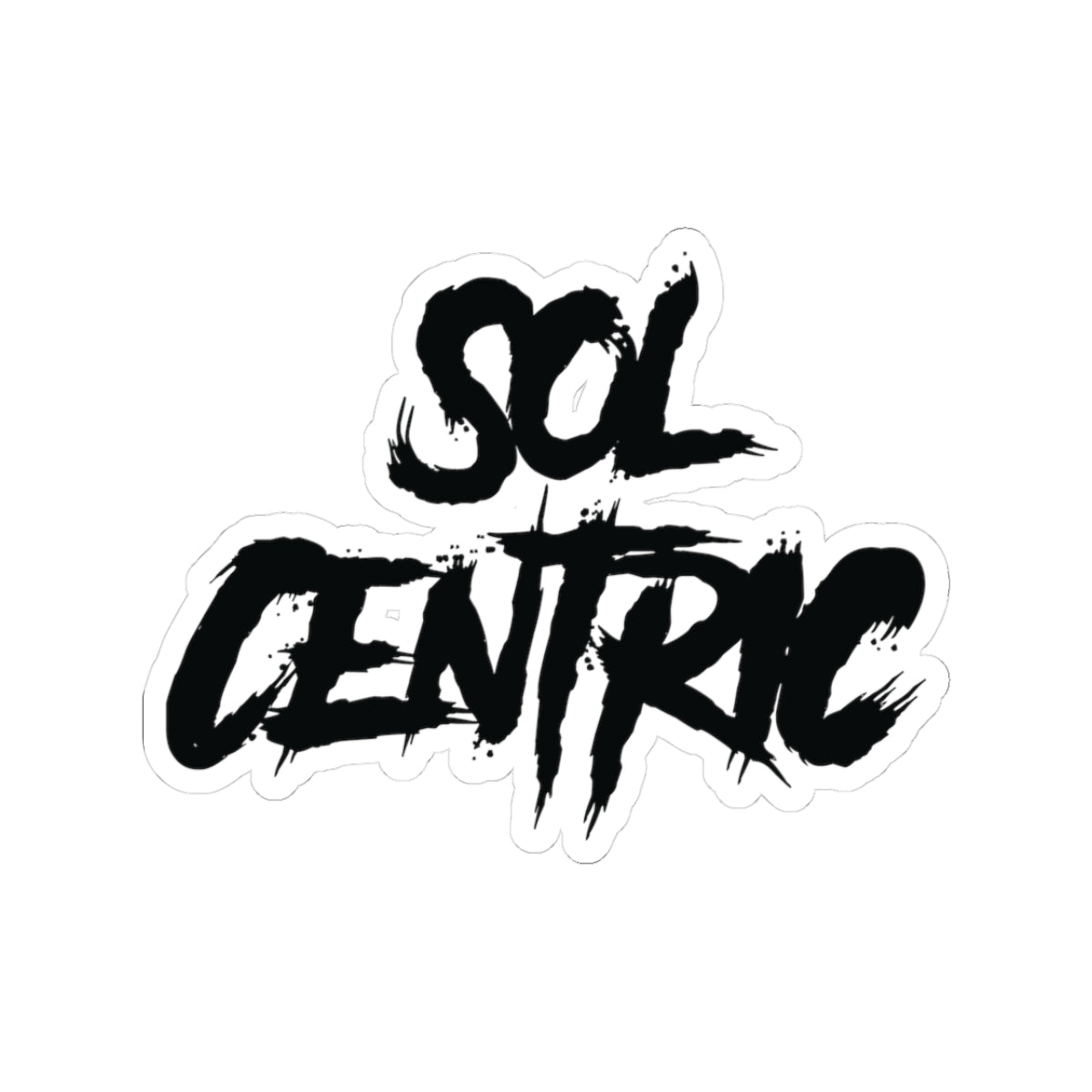 Sol Centric Brushstroke Sticker — Bold Black Kiss-Cut Vinyl Decal for Laptops & Gear