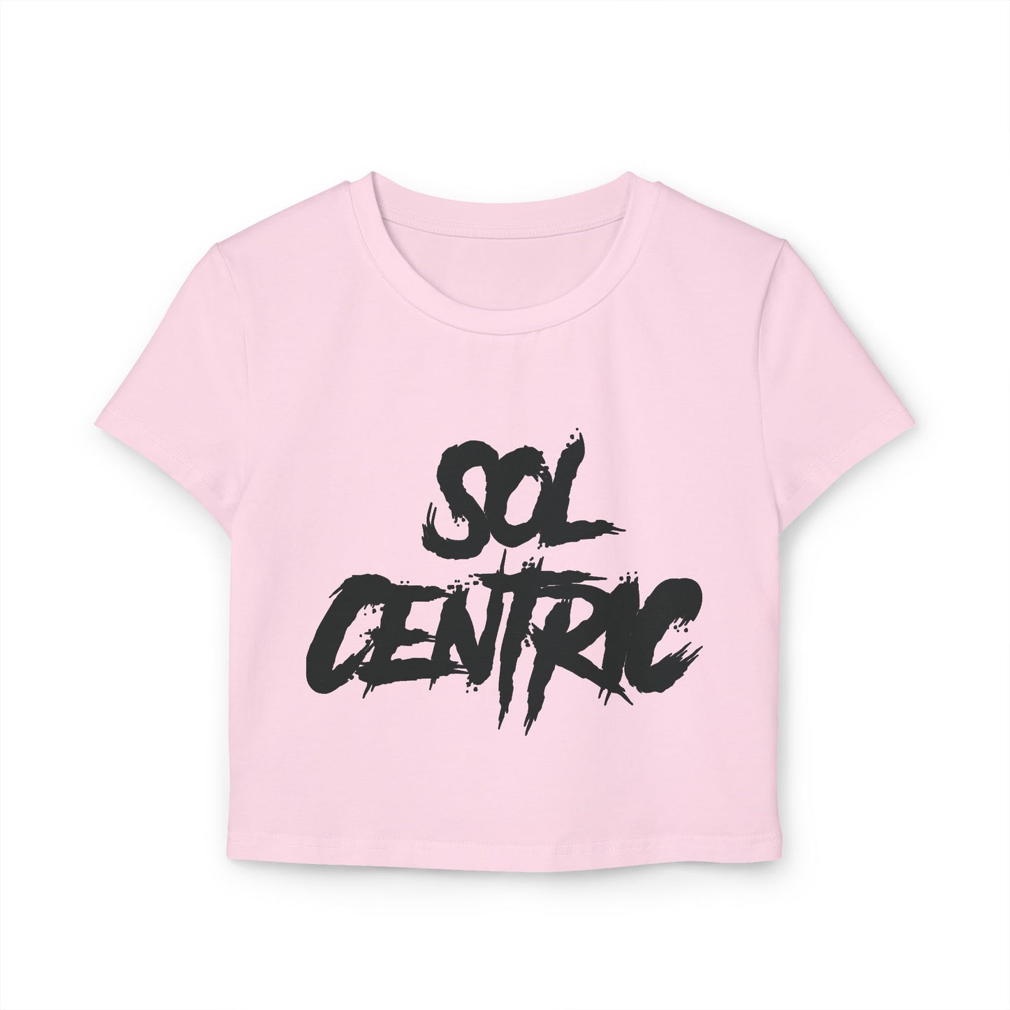 Sol Centric Women's Baby Tee — Trendy Brushstroke Logo Crop Top