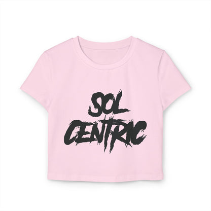 Sol Centric Women's Baby Tee — Trendy Brushstroke Logo Crop Top