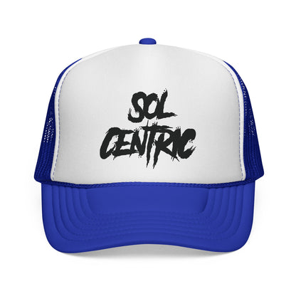 Sol Centric Trucker Hat — Bold Brush Script Mesh Cap