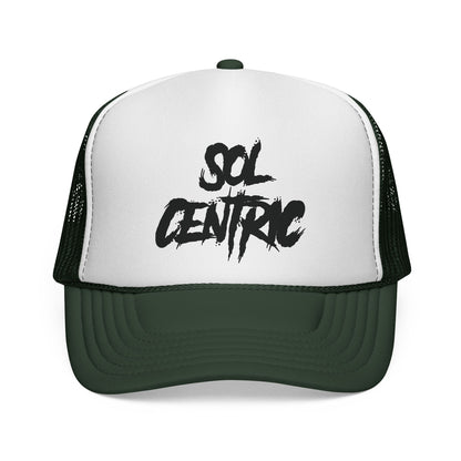 Sol Centric Trucker Hat — Bold Brush Script Mesh Cap