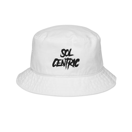 Embroidered "SCI CENTRIC" Black Bucket Hat — Streetwear, Festival & Casual Sun Hat