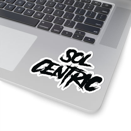Sol Centric Brushstroke Sticker — Bold Black Kiss-Cut Vinyl Decal for Laptops & Gear