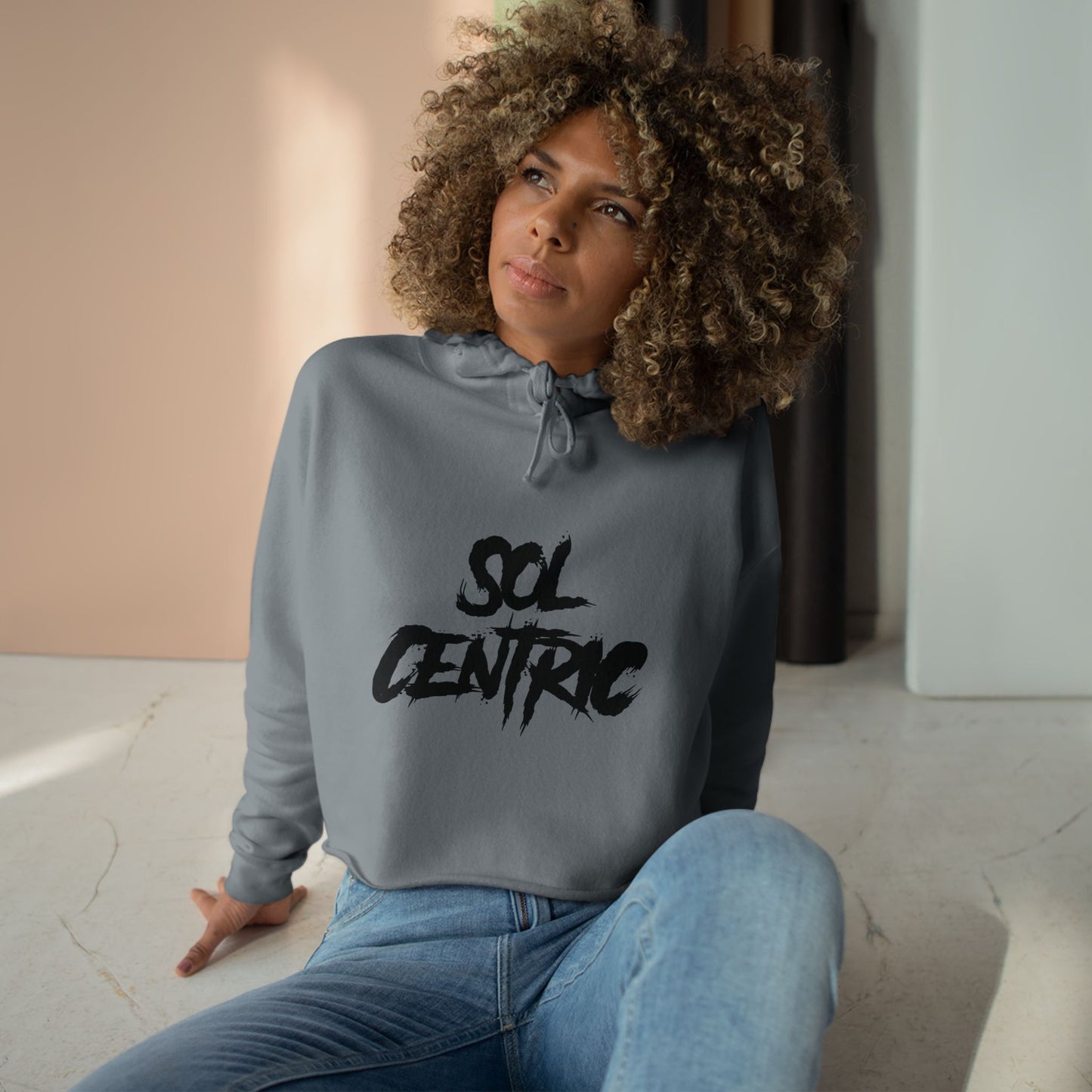 Crop Hoodie — "Sol Centric" Graffiti Crop Hoodie