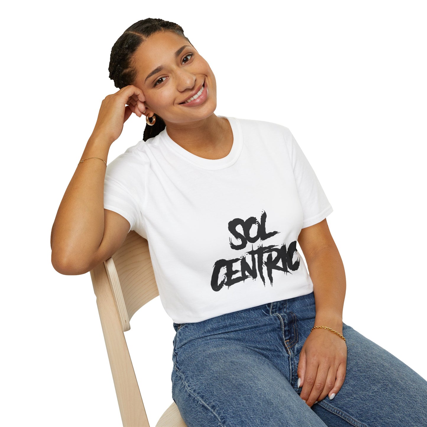 Sol Centric Graphic T-Shirt — Bold Brushstroke Logo Tee