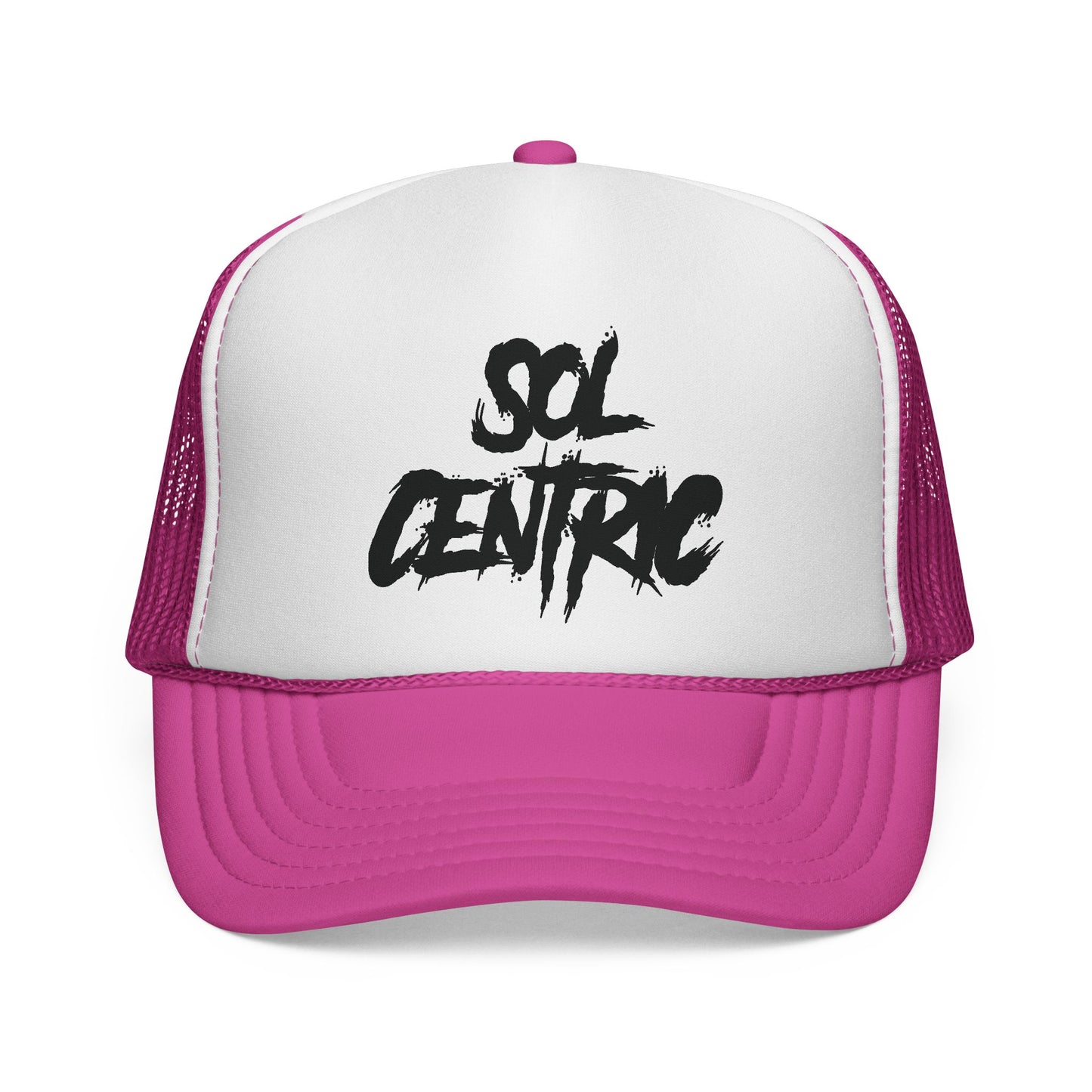 Sol Centric Trucker Hat — Bold Brush Script Mesh Cap