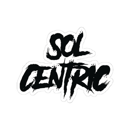Sol Centric Brushstroke Sticker — Bold Black Kiss-Cut Vinyl Decal for Laptops & Gear