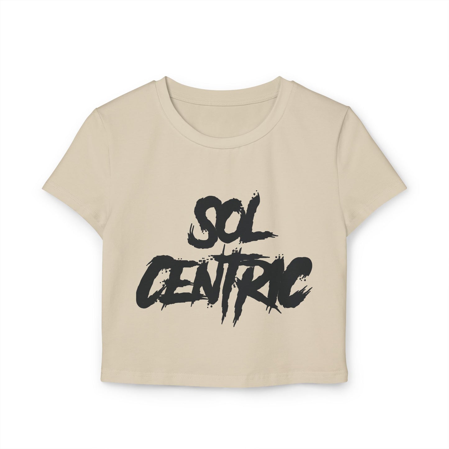 Sol Centric Women's Baby Tee — Trendy Brushstroke Logo Crop Top