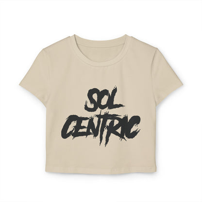 Sol Centric Women's Baby Tee — Trendy Brushstroke Logo Crop Top