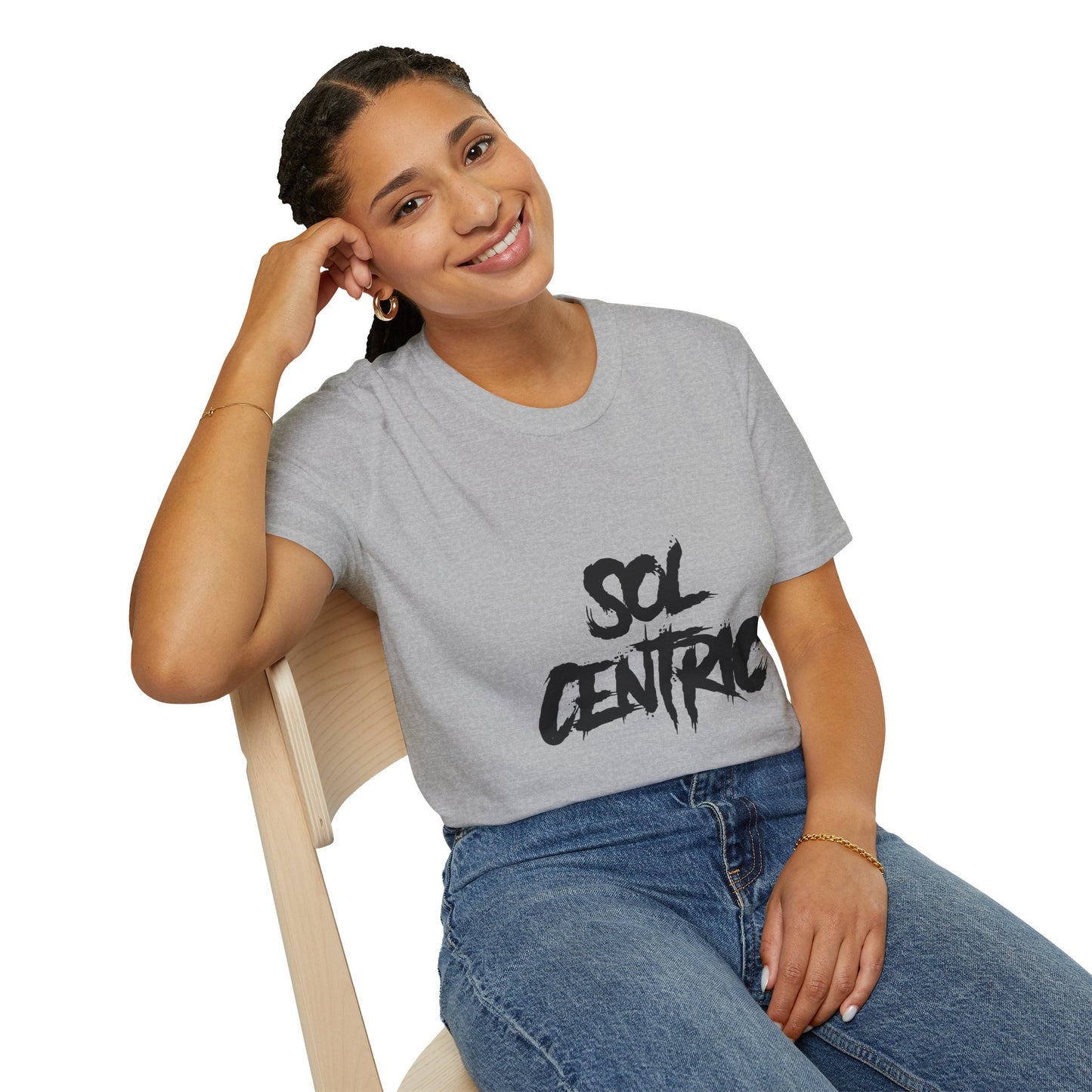 Sol Centric Graphic T-Shirt — Bold Brushstroke Logo Tee