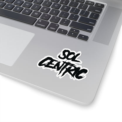 Sol Centric Brushstroke Sticker — Bold Black Kiss-Cut Vinyl Decal for Laptops & Gear