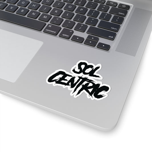 Sol Centric Brushstroke Sticker — Bold Black Kiss-Cut Vinyl Decal for Laptops & Gear