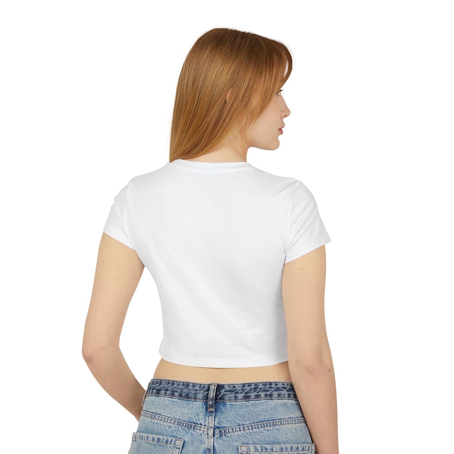 Sol Centric Women's Baby Tee — Trendy Brushstroke Logo Crop Top