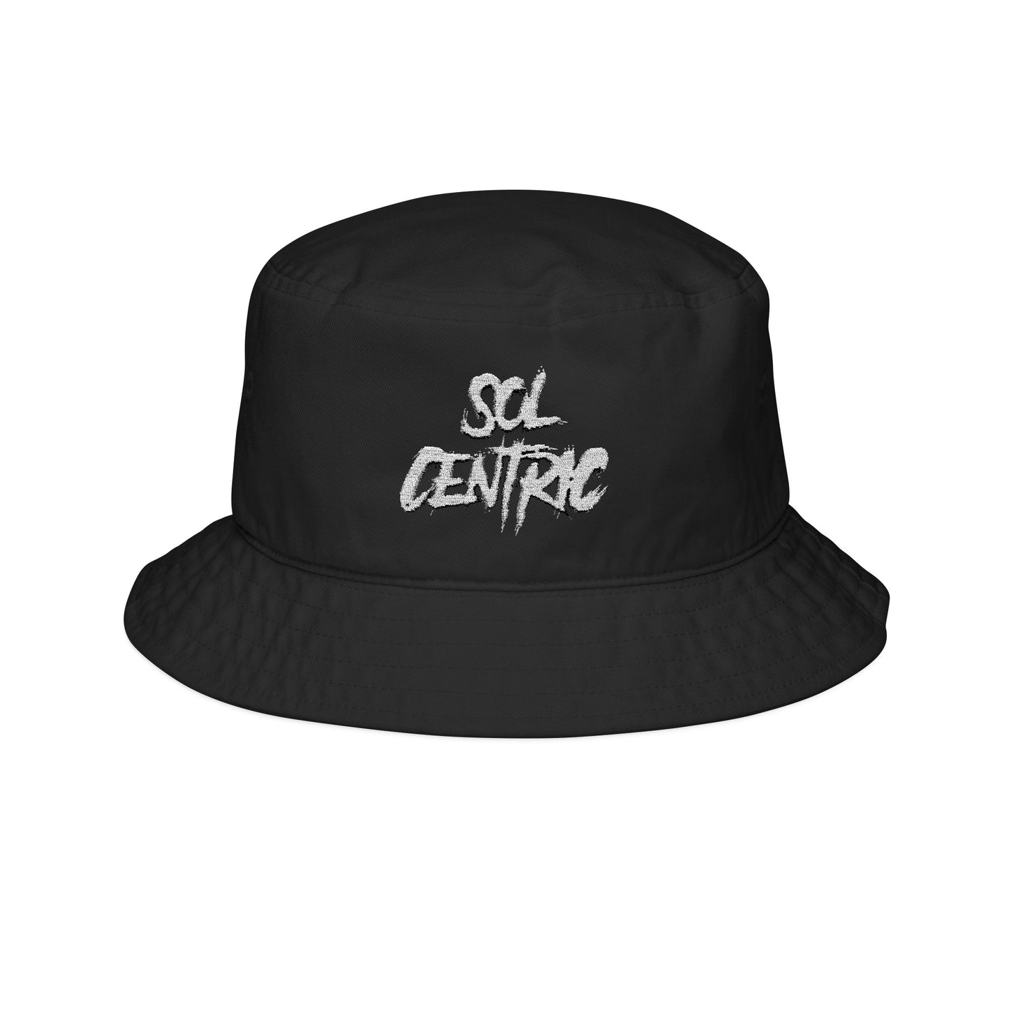 Embroidered "SCI CENTRIC" Black Bucket Hat — Streetwear, Festival & Casual Sun Hat