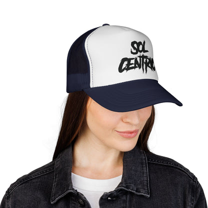 Sol Centric Trucker Hat — Bold Brush Script Mesh Cap