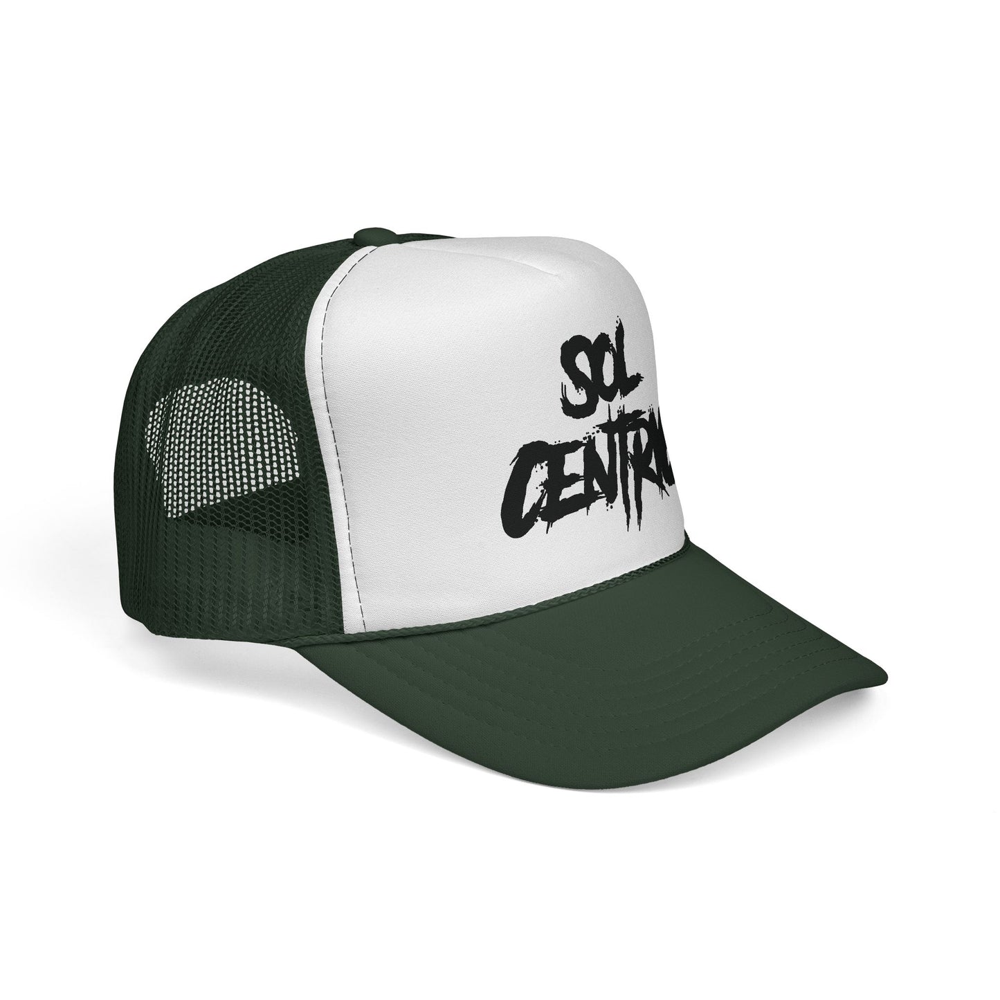 Sol Centric Trucker Hat — Bold Brush Script Mesh Cap