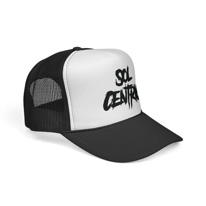 Sol Centric Trucker Hat — Bold Brush Script Mesh Cap