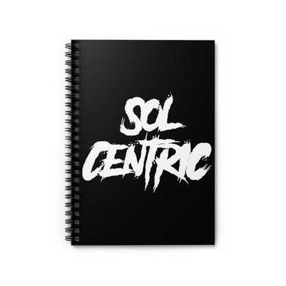 Sol Centric Spiral Notebook — Black Ruled Journal with Bold Brush Typography