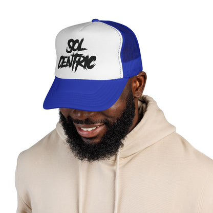 Sol Centric Trucker Hat — Bold Brush Script Mesh Cap