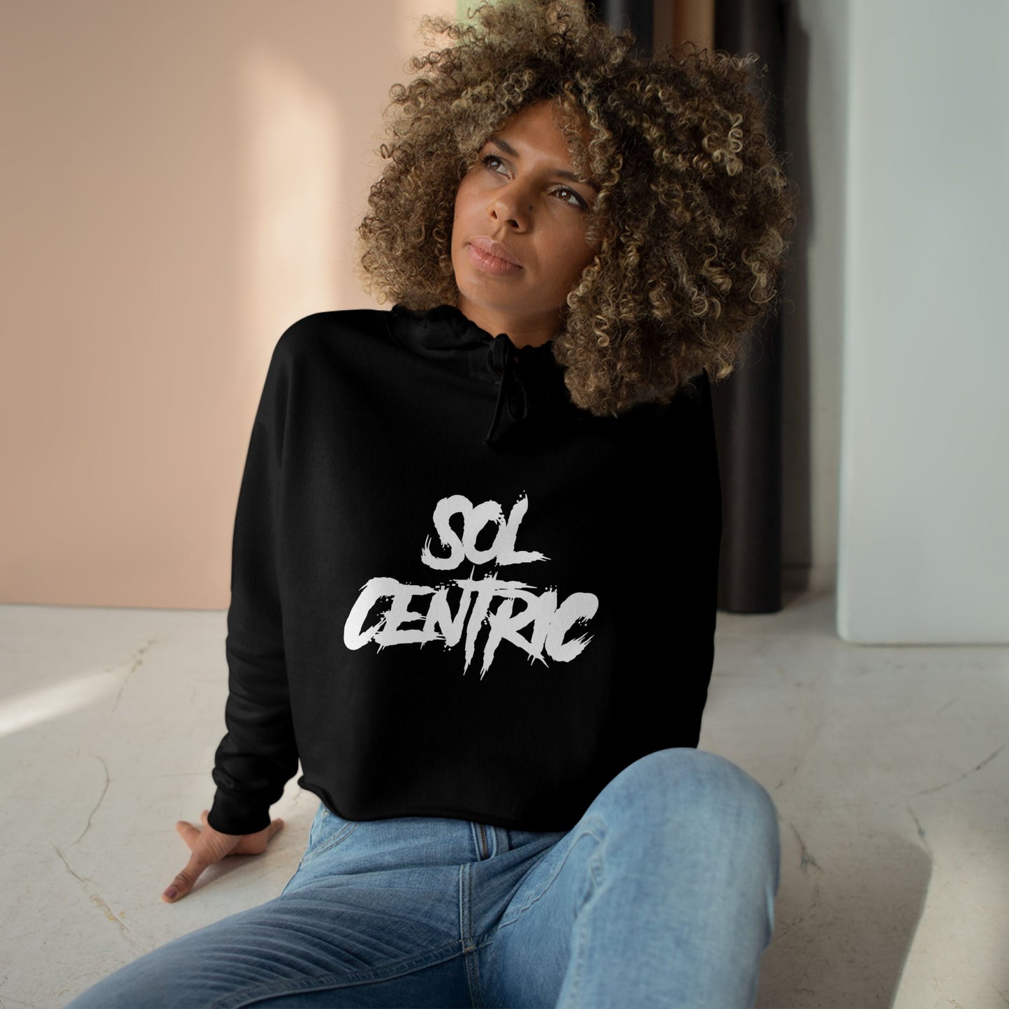 Crop Hoodie — "Sol Centric" Graffiti Crop Hoodie