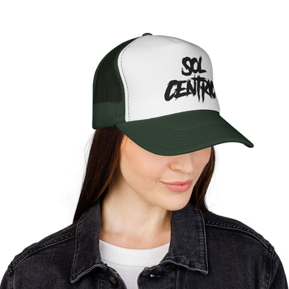 Sol Centric Trucker Hat — Bold Brush Script Mesh Cap