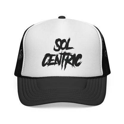 Sol Centric Trucker Hat — Bold Brush Script Mesh Cap