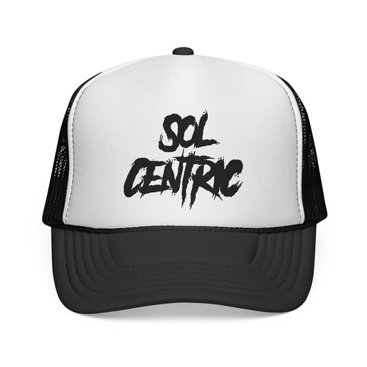 Sol Centric Trucker Hat — Bold Brush Script Mesh Cap