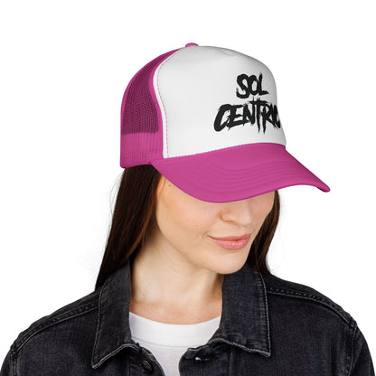 Sol Centric Trucker Hat — Bold Brush Script Mesh Cap