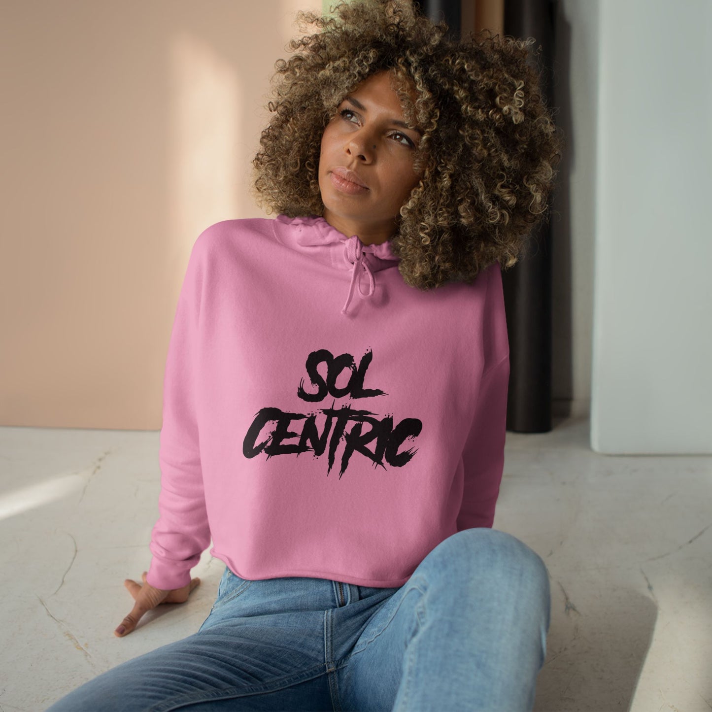 Crop Hoodie — "Sol Centric" Graffiti Crop Hoodie